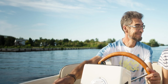father and daughter on boat