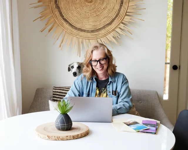 woman searching on computer